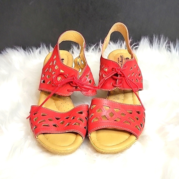 SPRING STEP Red Slide Sandal‎ Wedge 36/6 - Picture 1 of 8